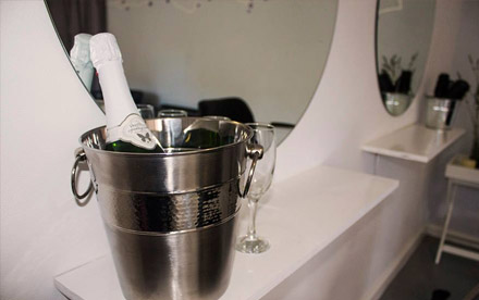 Champagne on ice waiting for a client at Kiss & Tell
